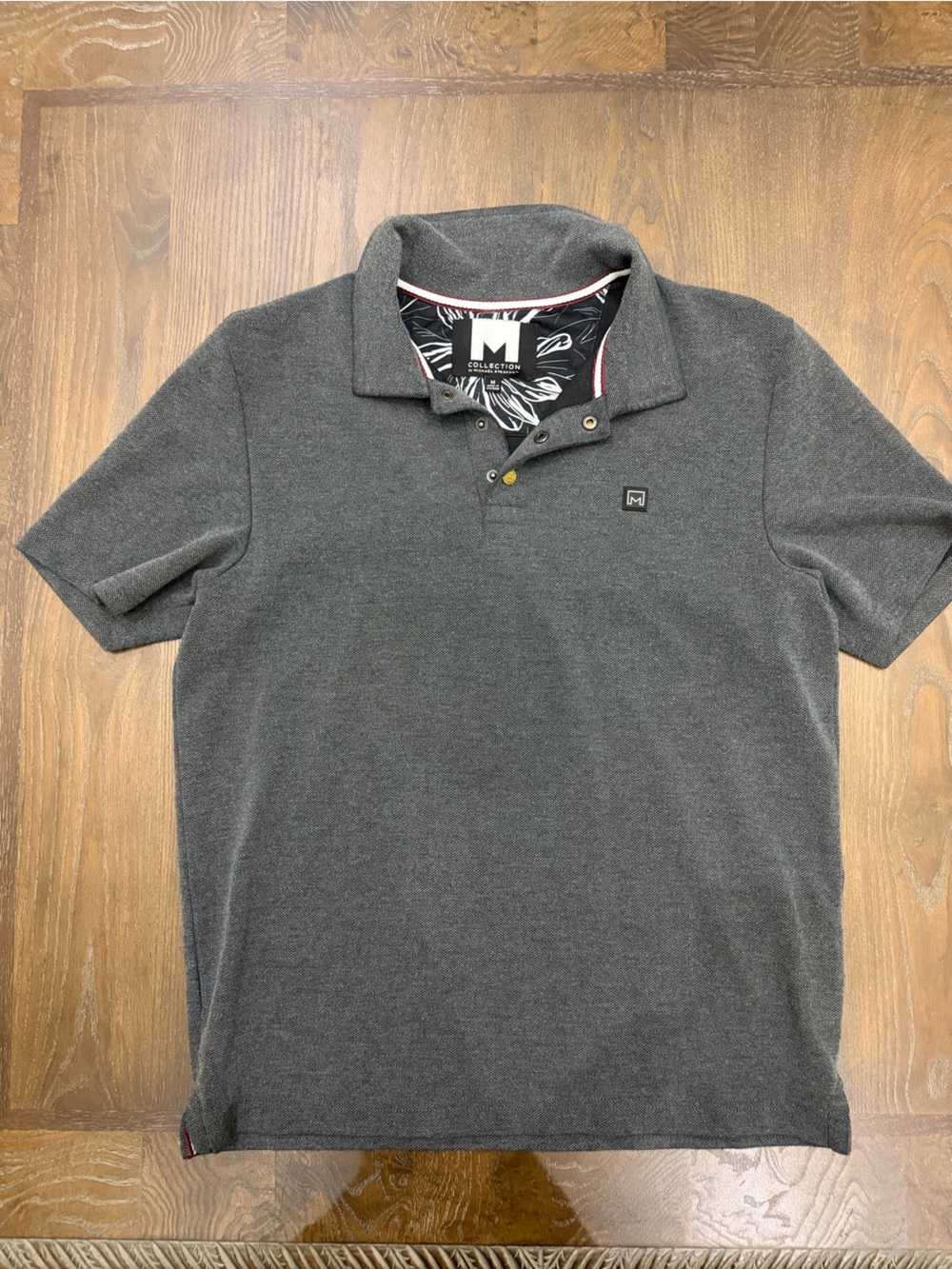 JM Collection Men's Dark Charcoal Polo with Contrast Trim